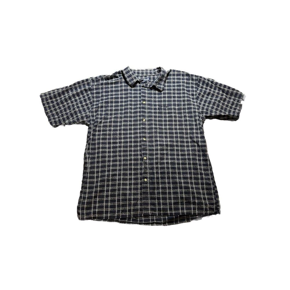 VINTAGE Big Dogs Shirt Mens 2XL XXL Blue Plaid 100% Cotton‎ Button Up Pocket